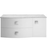 Hudson Reed Sarenna 1000mm LH Wall Hung 2 Drawer Vanity Unit & Marble Worktop, Basin & Door Moon White SAR105L