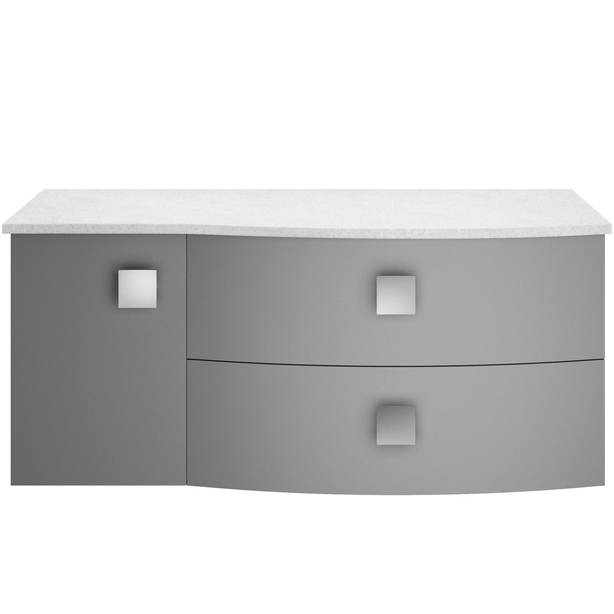 Hudson Reed Sarenna 1000mm RH Wall Hung 2 Drawer Vanity Unit & Marble Worktop, Basin & Door Dove Grey SAR203R