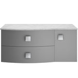 Hudson Reed Sarenna 1000mm LH Wall Hung 2 Drawer Vanity Unit & Marble Worktop, Basin & Door Dove Grey SAR205L