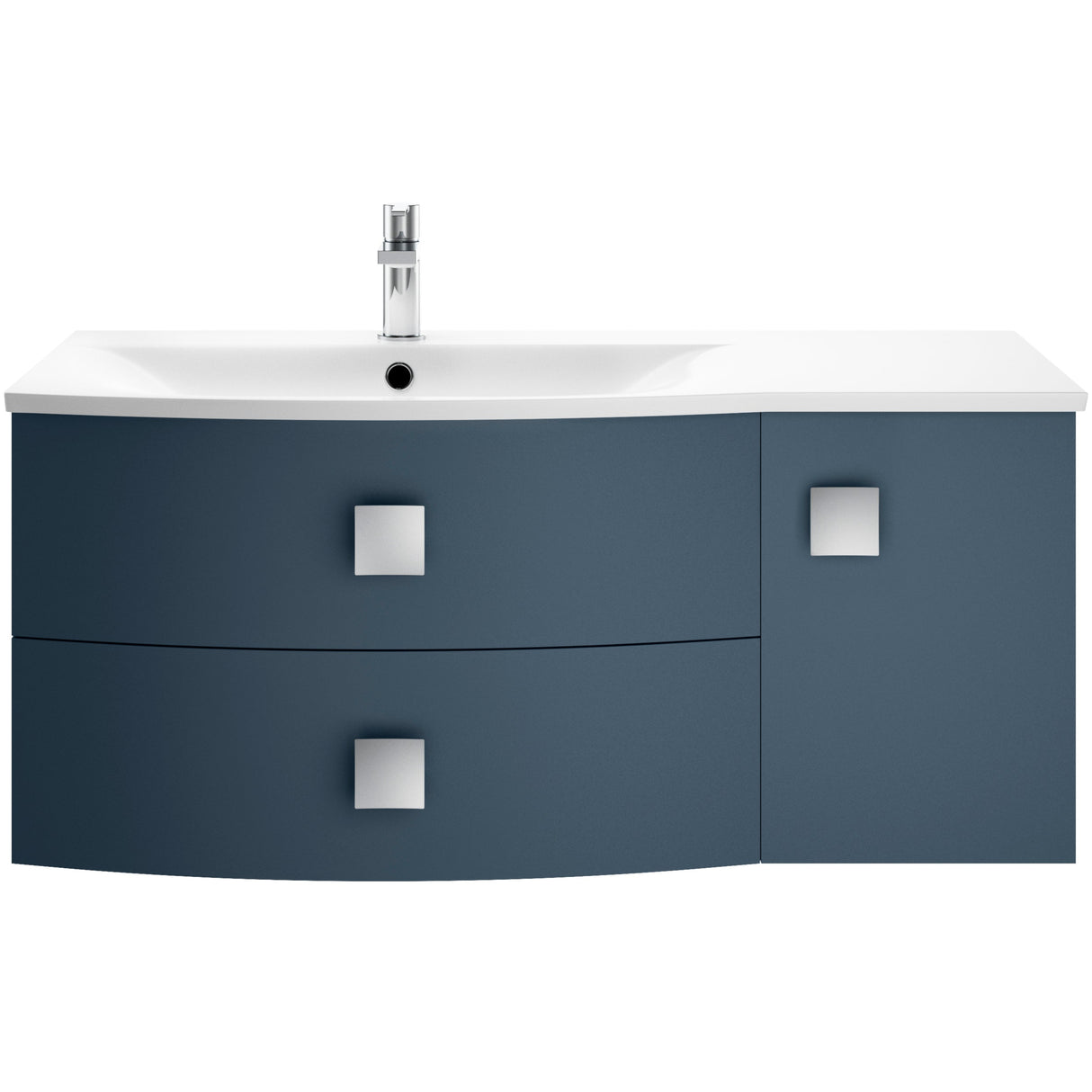 Hudson Reed Sarenna 1000mm LH Wall Hung 2 Drawer Vanity Unit, Basin & Door Mineral Blue SAR302L