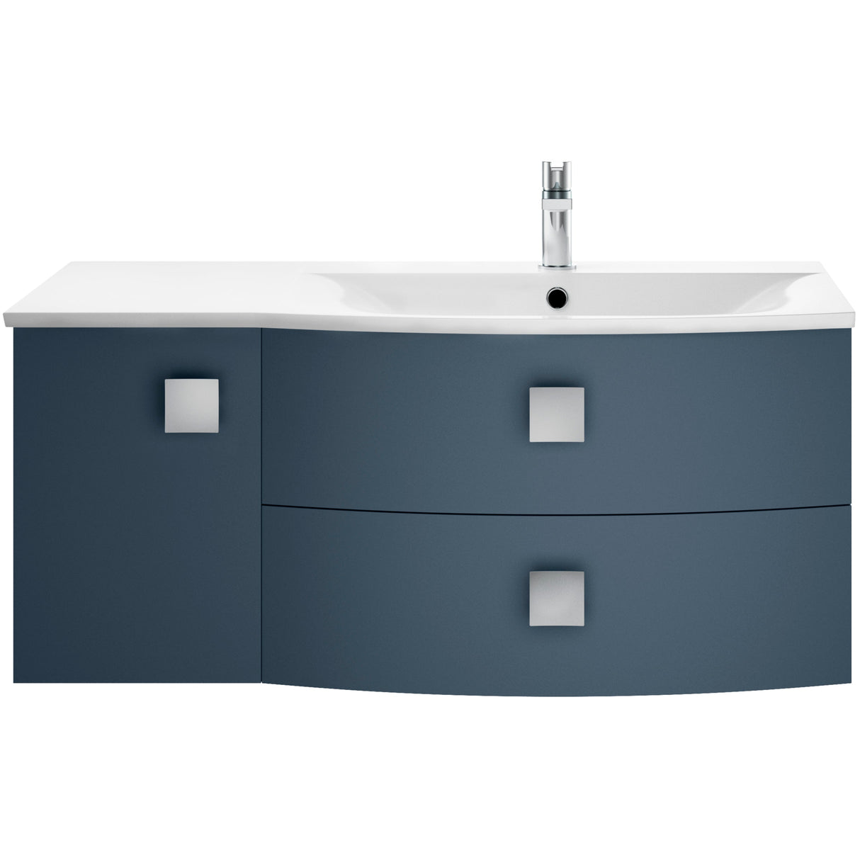 Hudson Reed Sarenna 1000mm RH Wall Hung 2 Drawer Vanity Unit, Basin & Door Mineral Blue SAR302R