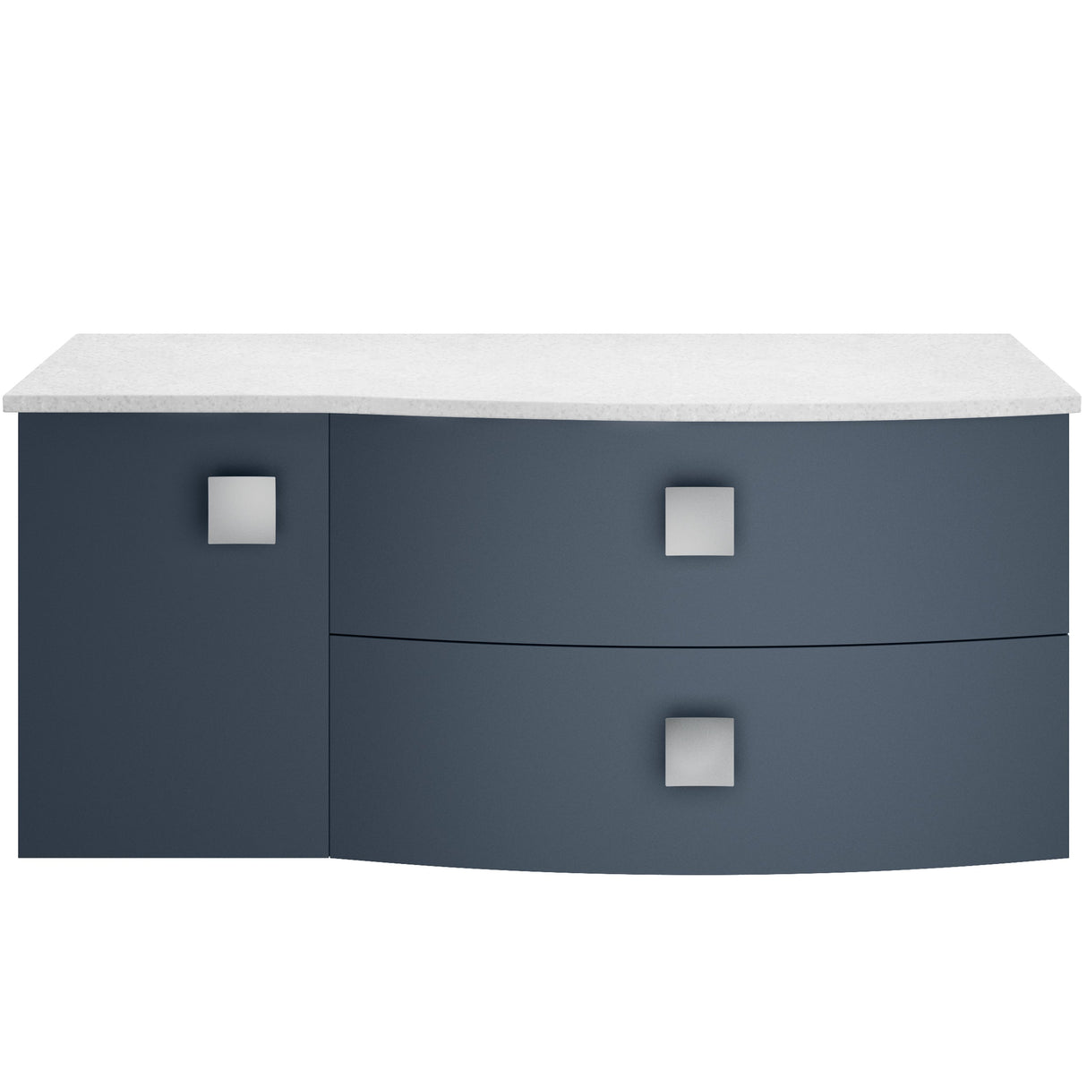 Hudson Reed Sarenna 1000mm RH Wall Hung 2 Drawer Vanity Unit & Marble Worktop, Basin & Door Mineral Blue SAR303R