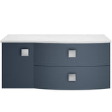 Hudson Reed Sarenna 1000mm RH Wall Hung 2 Drawer Vanity Unit & Marble Worktop, Basin & Door Mineral Blue SAR303R