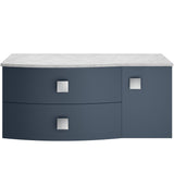Hudson Reed Sarenna 1000mm LH Wall Hung 2 Drawer Vanity Unit & Marble Worktop, Basin & Door Mineral Blue SAR305L