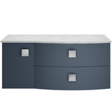 Hudson Reed Sarenna 1000mm RH Wall Hung 2 Drawer Vanity Unit & Marble Worktop, Basin & Door Mineral Blue SAR305R