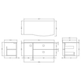 Hudson Reed Sarenna 1000mm RH Wall Hung 2 Drawer Vanity Unit & Marble Worktop, Basin & Door Mineral Blue SAR305R LD