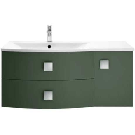 Hudson Reed Sarenna 1000mm LH Wall Hung 2 Drawer Vanity Unit, Basin & Door Hunter Green SAR802L
