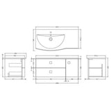 Hudson Reed Sarenna 1000mm LH Wall Hung 2 Drawer Vanity Unit, Basin & Door Hunter Green SAR802L LD