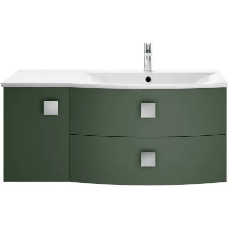 Hudson Reed Sarenna 1000mm RH Wall Hung 2 Drawer Vanity Unit, Basin & Door Hunter Green SAR802R