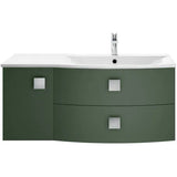 Hudson Reed Sarenna 1000mm RH Wall Hung 2 Drawer Vanity Unit, Basin & Door Hunter Green SAR802R