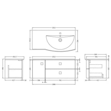 Hudson Reed Sarenna 1000mm RH Wall Hung 2 Drawer Vanity Unit, Basin & Door Hunter Green SAR802R LD