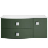 Hudson Reed Sarenna 1000mm LH Wall Hung 2 Drawer Vanity Unit & Marble Worktop, Basin & Door Hunter Green SAR803L