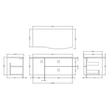 Hudson Reed Sarenna 1000mm RH Wall Hung 2 Drawer Vanity Unit & Marble Worktop, Basin & Door Hunter Green SAR803R LD