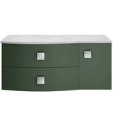 Hudson Reed Sarenna 1000mm LH Wall Hung 2 Drawer Vanity Unit & Marble Worktop, Basin & Door Hunter Green SAR805L