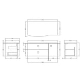 Hudson Reed Sarenna 1000mm LH Wall Hung 2 Drawer Vanity Unit & Marble Worktop, Basin & Door Hunter Green SAR805L LD