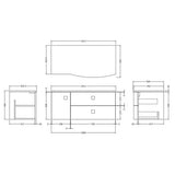 Hudson Reed Sarenna 1000mm RH Wall Hung 2 Drawer Vanity Unit & Marble Worktop, Basin & Door Hunter Green SAR805R LD