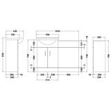 Nuie Saturn Toilet & Basin Suite W1033mm - 2 Door Vanity Unit & Round Basin Gloss White SAT001 LD