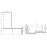 Nuie L-Shaped Shower Bath With Bath Screen & Acrylic Front Bath Panel White SBATH05 LD