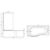 Nuie B-Shaped Shower Bath With Bath Screen & Acrylic Front Bath Panel White SBATH07 LD