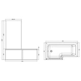 Nuie L-Shaped Shower Bath With Bath Screen & Acrylic Front Bath Panel White SBATH13 LD