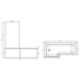Nuie L-Shaped Shower Bath With Bath Screen & Acrylic Front Bath Panel White SBATH15 LD