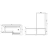 Nuie L-Shaped Shower Bath With Bath Screen & Acrylic Front Bath Panel White SBATH16 LD