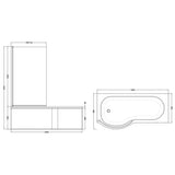 Nuie P-Shaped Shower Bath With Bath Screen & Acrylic Front Bath Panel White SBATH22 LD