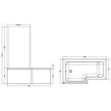 Nuie L-Shaped Shower Bath With Bath Screen & Acrylic Front Bath Panel White SBATH28 LD