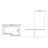 Nuie L-Shaped Shower Bath With Bath Screen & Acrylic Front Bath Panel White SBATH29 LD