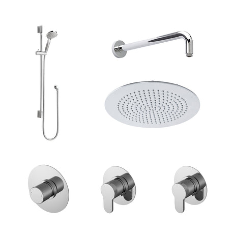 Nuie Arvan Round 2 Outlet Thermostatic Shower Set With Diverter Chrome SBR128ST2_1