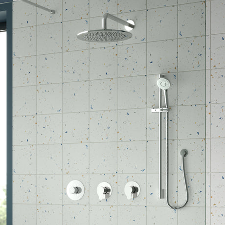 Nuie Arvan Round 2 Outlet Thermostatic Shower Set With Diverter Chrome SBR128ST2 LS1