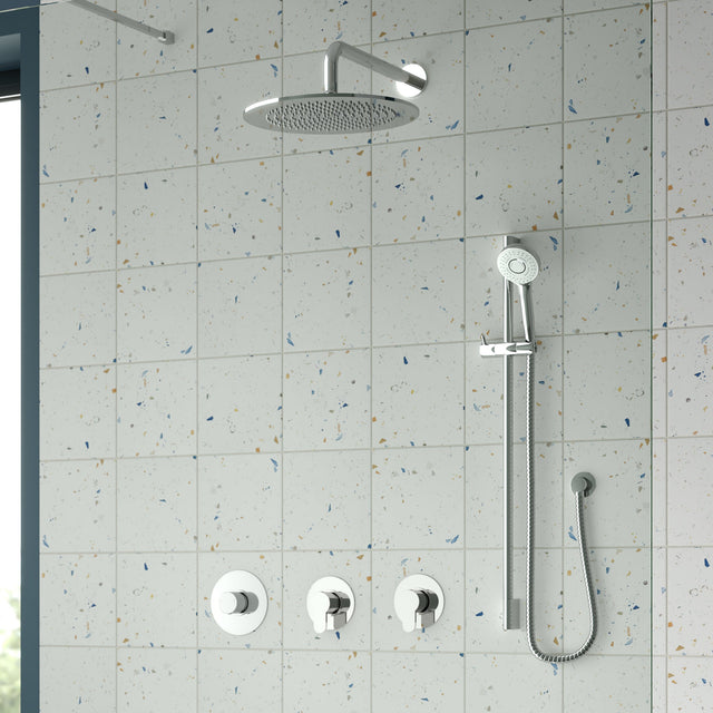 Nuie Arvan Round 2 Outlet Thermostatic Shower Set With Diverter Chrome SBR128ST2 LS1