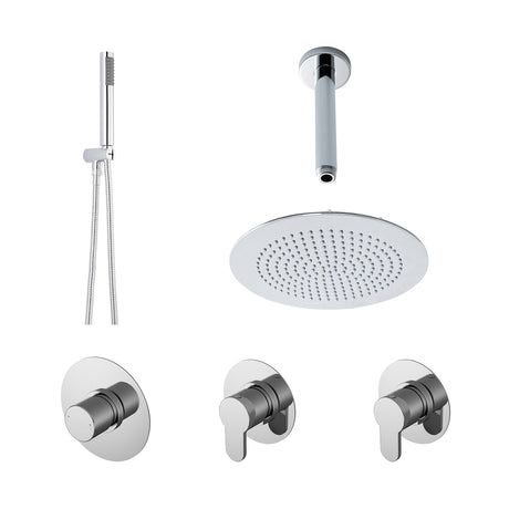 Nuie Arvan Round 2 Outlet Thermostatic Shower Set With Stop Valves Chrome SBR131ST2_1