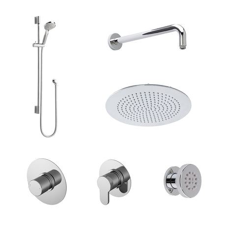 Nuie Arvan Round 3 Outlet Thermostatic Shower Set With Stop Valves Chrome SBR134ST3_1
