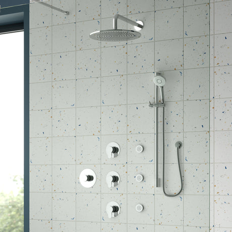 Nuie Arvan Round 3 Outlet Thermostatic Shower Set With Stop Valves Chrome SBR134ST3 LS1