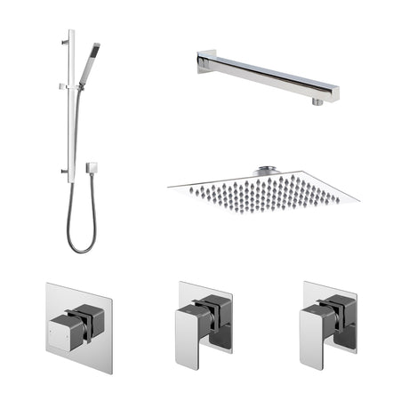 Nuie Windon Square 2 Outlet Thermostatic Shower Set With Diverter Chrome SBS129ST2_1