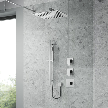 Nuie Windon Square 2 Outlet Thermostatic Shower Set With Diverter Chrome SBS129ST2 LS1