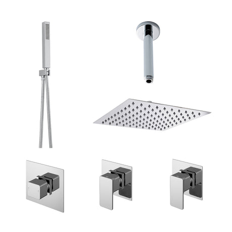 Nuie Windon Square 2 Outlet Thermostatic Shower Set With Stop Valves Chrome SBS130ST2_1