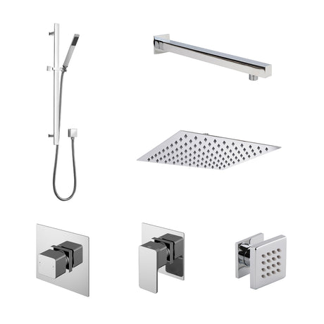 Nuie Windon Square 3 Outlet Thermostatic Shower Set With Stop Valves Chrome SBS135ST3_1