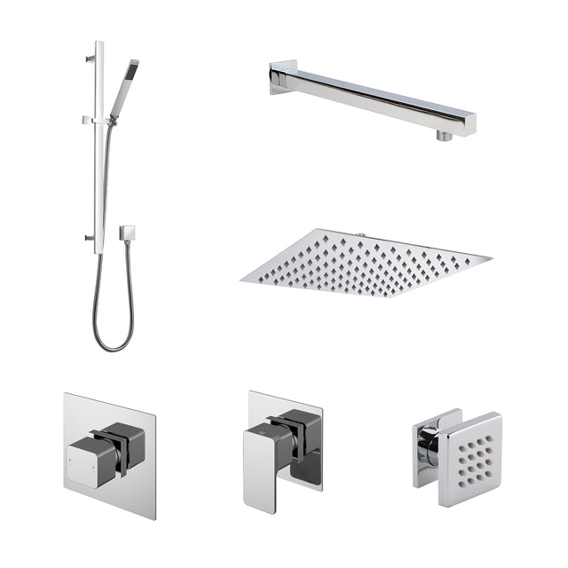 Nuie Windon Square 3 Outlet Thermostatic Shower Set With Stop Valves Chrome SBS135ST3_1