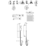 Nuie Windon Square 3 Outlet Thermostatic Shower Set With Stop Valves Chrome SBS135ST3 LD