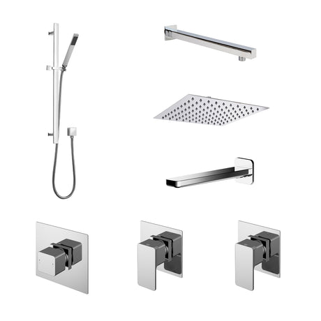 Nuie Windon Square 3 Outlet Thermostatic Shower & Bath Set With Diverter Chrome SBS137ST3_1