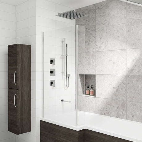 Nuie Windon Square 3 Outlet Thermostatic Shower & Bath Set With Diverter Chrome SBS137ST3 LS2