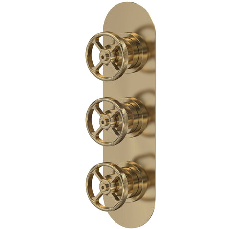 Hudson Reed Revolution 3 Outlet Thermostatic Concealed Shower Valve With Diverter Brushed Brass SIWTR803