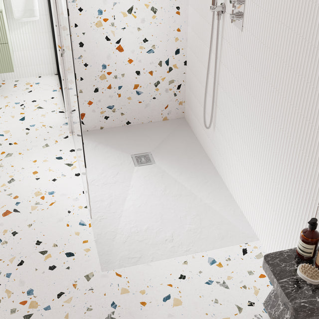 Nuie Slimline Rectangular Shower Tray White Slate
