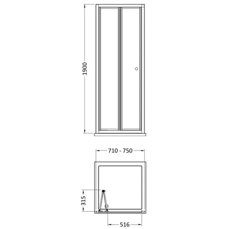 Nuie Rene Bi-fold Shower Door Matt Black - 4mm Glass SMBD76BP-E6 LD