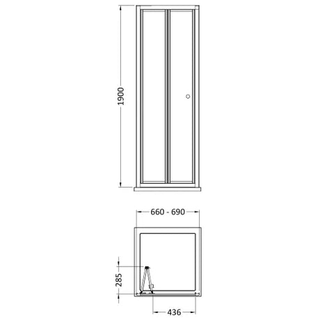 Nuie Rene Bi-fold Shower Door Matt Black - 4mm Glass SMBD7BP-E6 LD