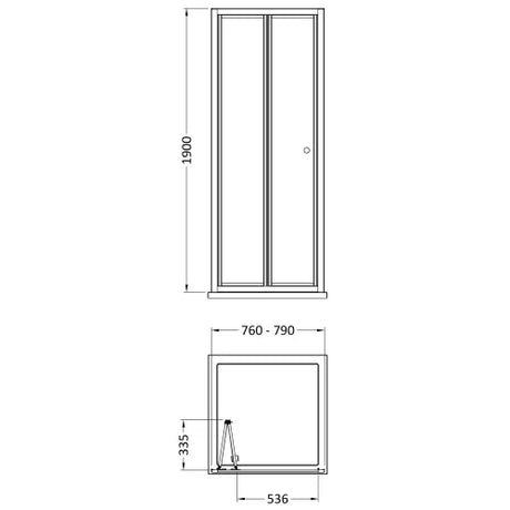 Nuie Rene Bi-fold Shower Door Brushed Brass - 4mm Glass SMBD8BB-E6 LD