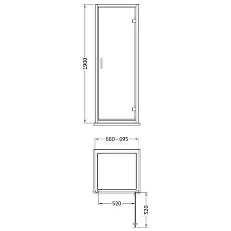 Nuie Rene Hinged Shower Door Chrome - 6mm Glass SMHD70-E6 LD