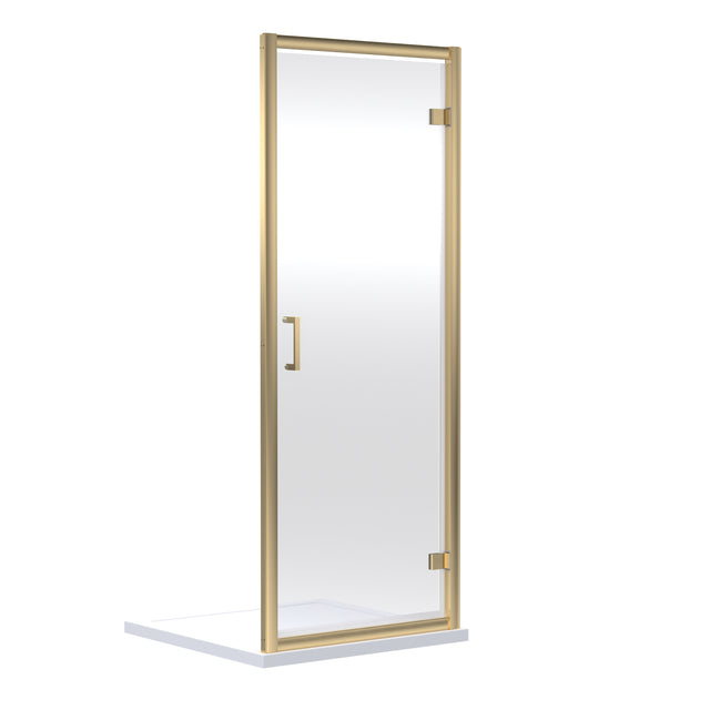 Nuie Rene Hinged Shower Door Brushed Brass - 6mm Glass SMHD70BB-E6
